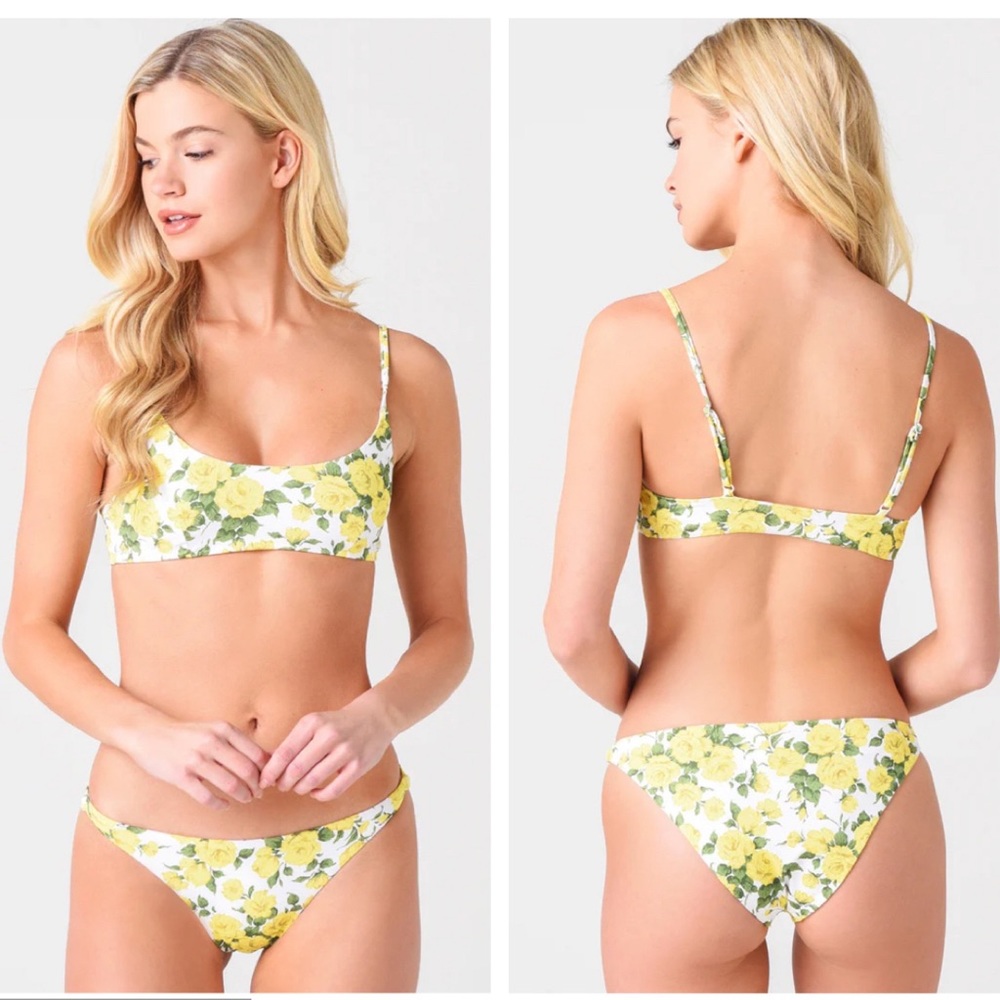 Onia Liberty Yellow Rose Bikini Set, Sarita Top & Ashley Bottom, NWT